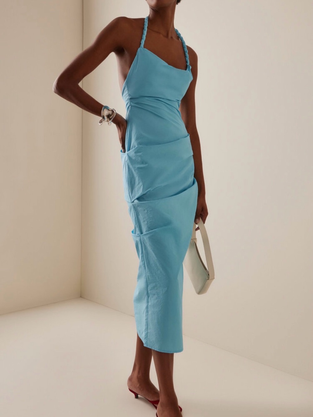 Paris Georgia Romy Sky Blue Halter Midi Dress